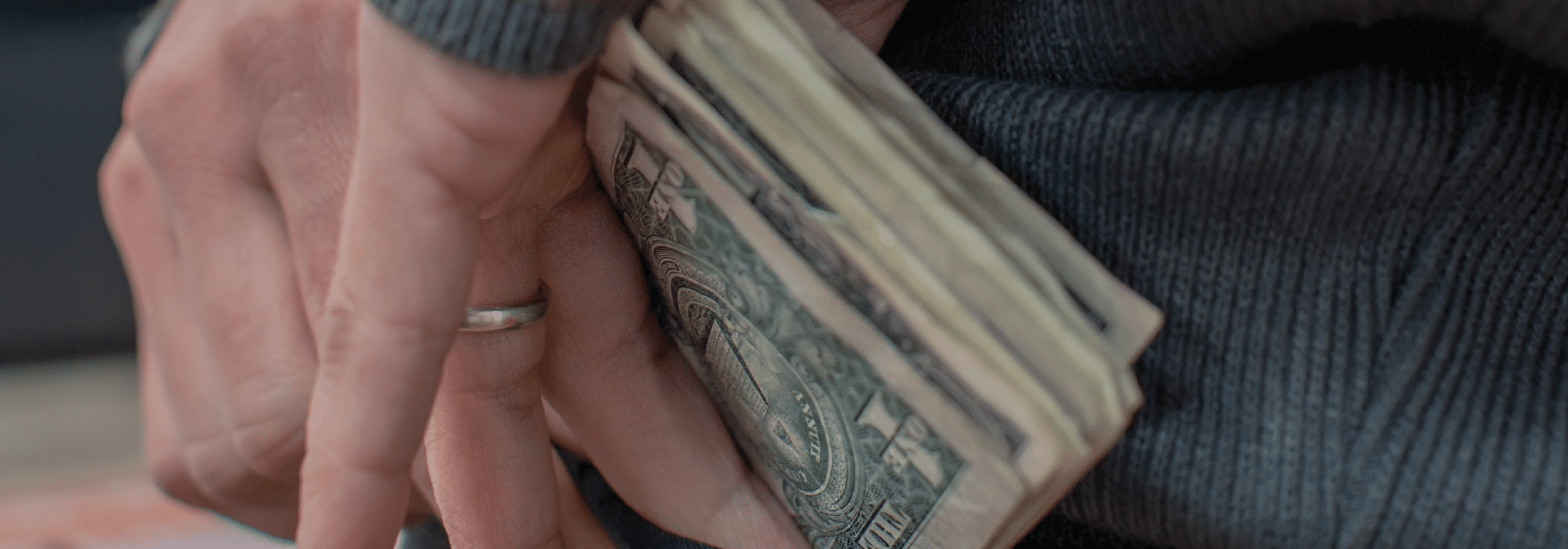 Close up of money in hands